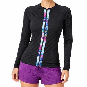 Athleta Floral Fade Rash Guard Women's Medium UPF 50+ Long Sleeve Water Shirt